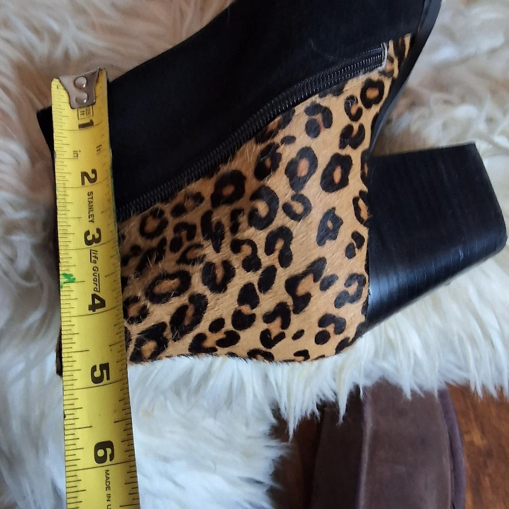 Sacha London Soft Black  & Leopard Ankle Boots 8 - Picture 6 of 12